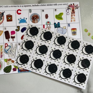 Alphabet reisende Postkarte TPC Stickers | O wie Sandwich-Plätzchen 3x5 Bogen mit 15