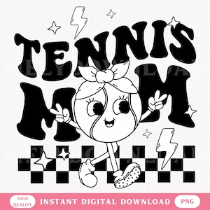 Tennis Mom PNG Shirt Design Retro Style Tennis Mama Digital File Instant Download Sport Mom Athletic PNG Game Day