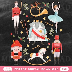 Nutcracker PNG Christmas Design for Shirts or Tote Bags Watercolor Ballet PNG Holiday Digital File Instant Download Nuts about Christmas