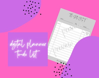 digital, printable planner template, to-do list A4