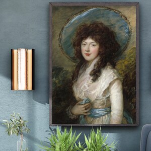 Miss Catherine Tatton (1786) by Thomas Gainsborough Vintage Framed Matte Canvas Wall Art High-Resolution Black,White ,Espresso Frame Options