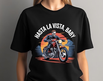 Retro Motorcycle Tee: Hasta La Vista Biker T-Shirt