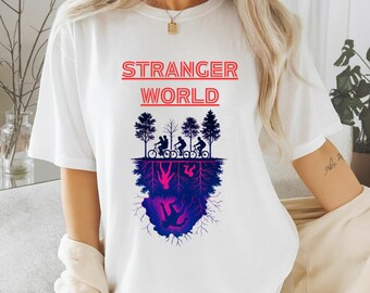 Stranger World series graphic tee | Horror forest upside-down t-shirt