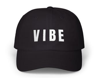 Gorra de papá bordada VIBE: gorra de béisbol minimalista de algodón