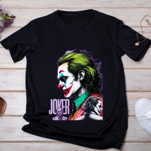 ジョーカーグラフィックユニセックスTシャツ、カジュアルウェア、ファンへのギフト、ハロウィンコスチューム、映画グッズ、ストリートウェア