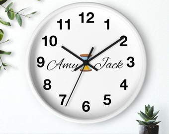 Wall Clock,Personalized Clock,Clock gift for her, Present for family , couples names on the clock , mother's day clock,Father's day clock