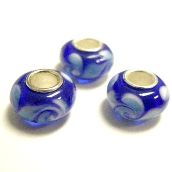 4PC 14X8mm roundelle fancy lampwork glass European style beads-3554A