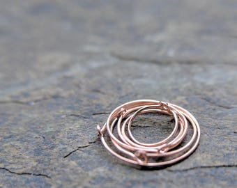 small hoop earrings rose gold, small hoop earrings pink gold, solid 14k, 24g-- handmade by thebeadedlily