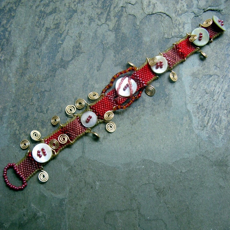 sabatini red beadwoven bracelet handmade by thebeadedlily image 3