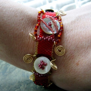 sabatini red beadwoven bracelet handmade by thebeadedlily image 4