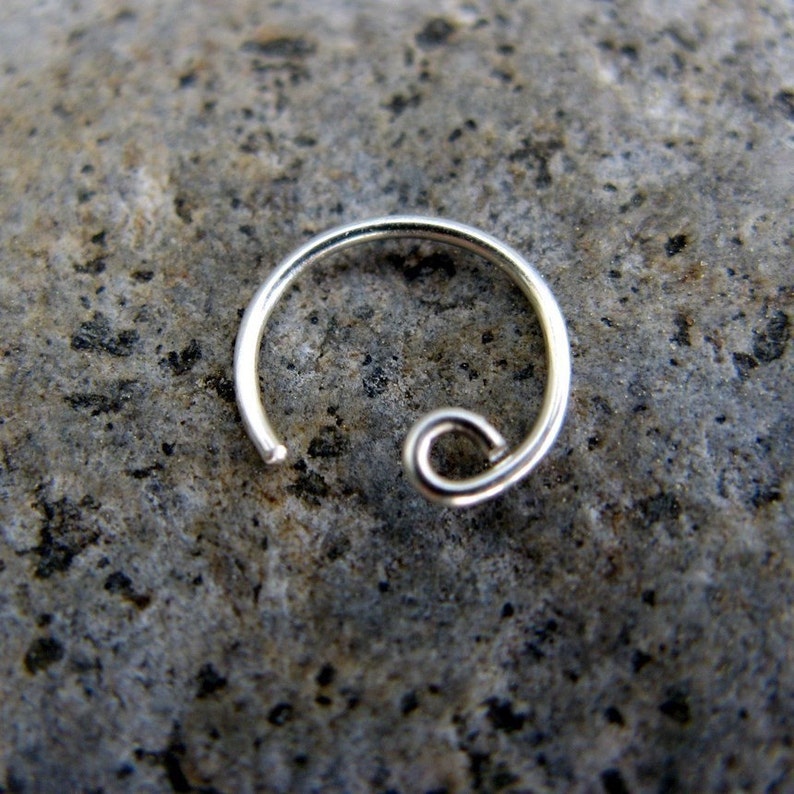 22g catchless nose ring sterling silver, niobium or gold fill primitive series handmade by thebeadedily image 4