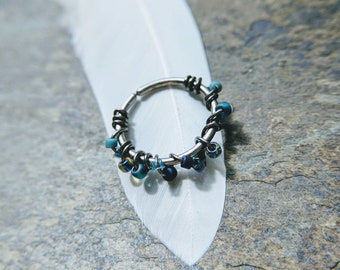 entwined septum ring-- 16g niobium hoop-- handmade by thebeadedlily