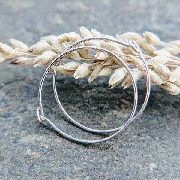 thinnest gold hoops, solid 14k 28g hoops, 100% recycled gold hoops-- yellow, white or rose gold -- handmade by thebeadedlily