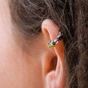 18g or 16g bejeweled hoop-- beaded hoop single or nose ring-- handmade by thebeadedlily