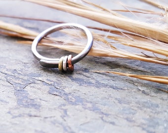 18g beringed-- custom single hoop or nose ring-- primitive series-- handmade by thebeadedlily