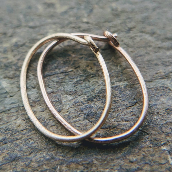 24g oval nose ring, slim fit, close profile nose hoop-- 14k solid gold or gold fill hoop--  handmade by thebeadedlily