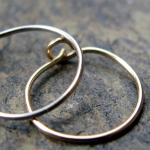 super thin gold hoops, solid 14k 26g hoops-- yellow, white or rose gold -- handmade by thebeadedlily