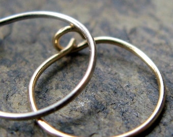 super thin gold hoops, solid 14k 26g hoops-- yellow, white or rose gold -- handmade by thebeadedlily