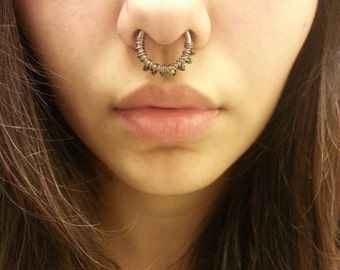 entwined septum ring-- 12g niobium hoop-- handmade by thebeadedlily