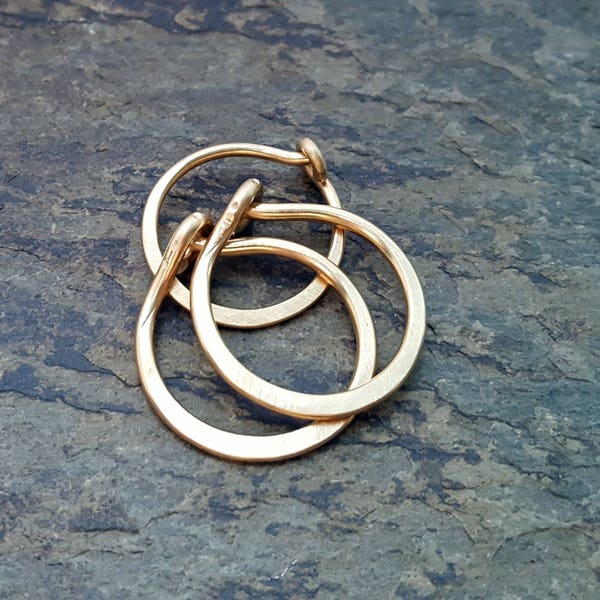 20g satin hoops-- hammered nose ring or cartilage single earring--  custom hammered hoop-- primitive series-- handmade by thebeadedlily