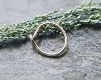 20g oval nose ring, slim fit, close profile nose hoop-- 14k solid gold or gold fill hoop--  handmade by thebeadedlily