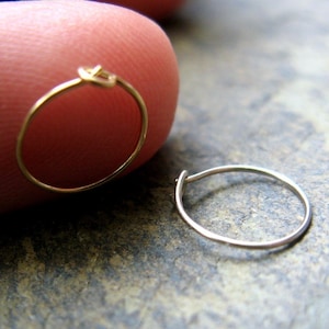 super thin gold nose ring, solid 14k 26g nose hoop-- yellow, white or rose gold -- handmade by thebeadedlily