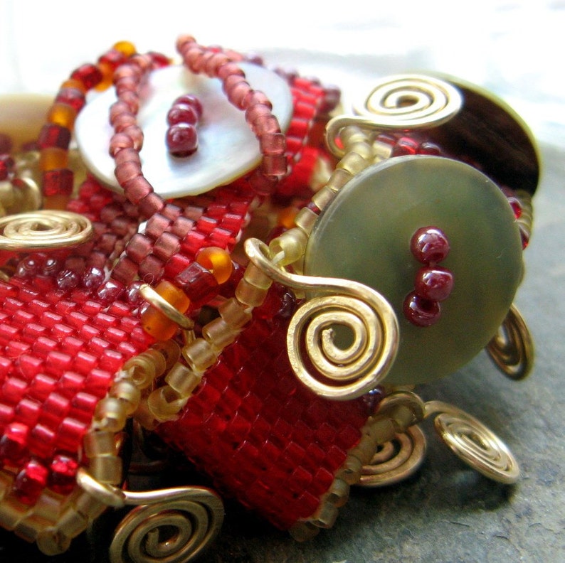 sabatini red beadwoven bracelet handmade by thebeadedlily image 2
