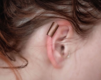 jolt-- super wide copper ear cuff-- primitive series-- handmade by thebeadedlily
