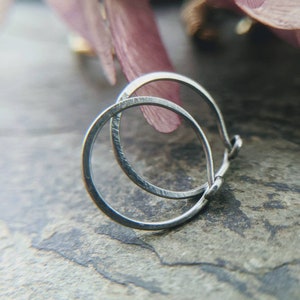 22g satin hoops-- hammered huggie hoops-- niobium, titanium, rose gold fill, sterling silver-- handmade by thebeadedlily
