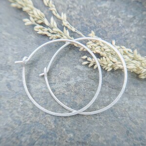 flat hoop earrings, sleeper hoops, hammered gold fill hoops sterling silver, niobium, copper 5/8, 3/4, 1 handmade by thebeadedily image 8