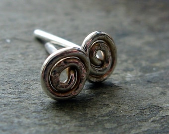 spiral stud earrings-- niobium, sterling silver or gold fill-- primitive series-- handmade by thebeadedlily