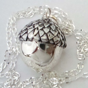 16mm Lucky Charm pendant ACORN Sterling Silver Small Maternity Pregnancy Mexican Bola Harmony ball Chime Necklace 16&quot; - 36&quot; chain (49)