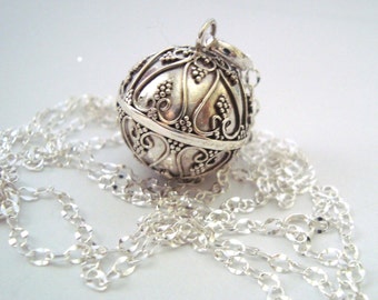 18mm Mexican Bola Sterling Silver Maternidad Embarazo corazones Harmony ball Chime Collar cadena (68)