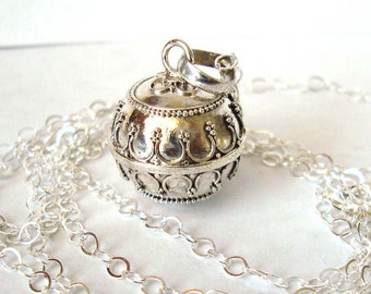 Cadena de collar de carillón de bola de armonía de embarazo de maternidad de plata esterlina de Bola mexicana de 14 mm (23)