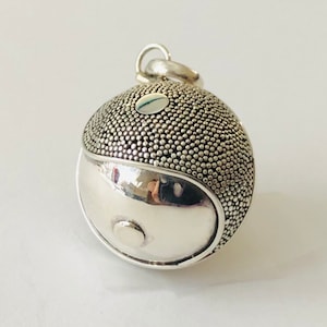 20mm Sterling silver Yin Yang pregnancy bola harmony ball musical jingle chime angel caller guardian bell pendant 16&quot; - 36&quot; necklace (32)
