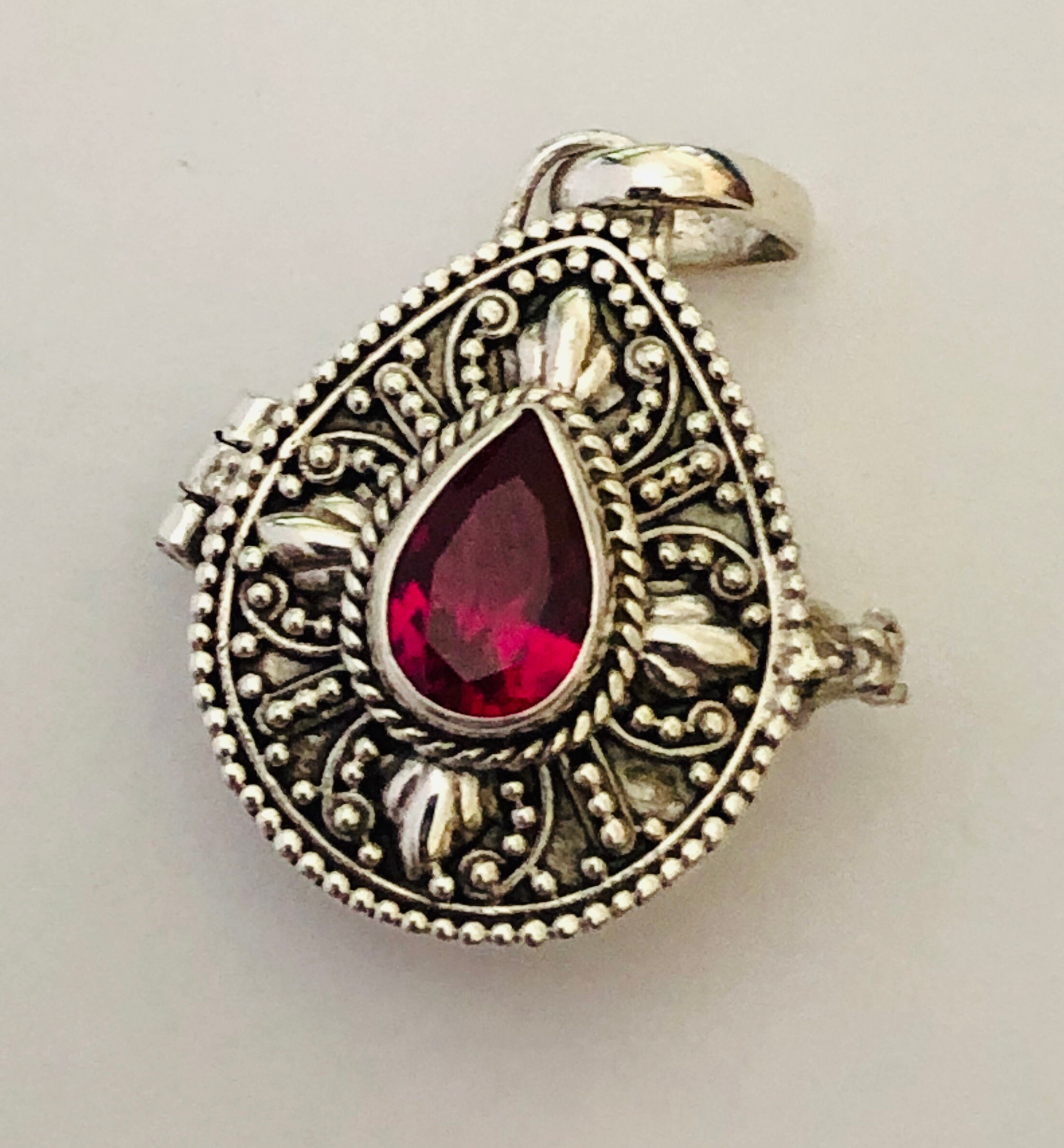 17mm Synthetic Ruby July Birthstone TearDrop Locket Pendant | Etsy