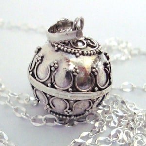 14mm Mexican Bola Sterling Silver Maternity Pregnancy Angel caller guardian bell  Harmony ball Chime Necklace 16 - 36&quot; chain (23)