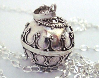 Collar de bola mexicana de plata de ley de 14 mm para maternidad, embarazo, llamador de ángeles, campana de la guarda, bola de armonía, cadena de 16 a 36 pulgadas (23)