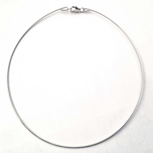 solid 925 bright sterling silver choker hoop necklace wire necklace with 14 gauge, 16 gauge or 18 gauge round wire - No Return on this item