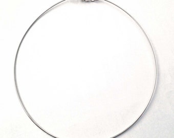 solid 925 bright sterling silver choker hoop necklace wire necklace with 14 gauge, 16 gauge or 18 gauge round wire - No Return on this item