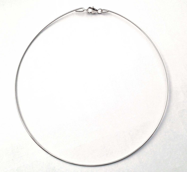 solid 925 bright sterling silver choker hoop necklace wire necklace with 14 gauge, 16 gauge or 18 gauge round wire No Return on this item image 1