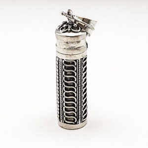 33mm medium Bali Sterling Silver Wish Locket Prayer Box Keep Sake Pendant Chain Necklace PR49
