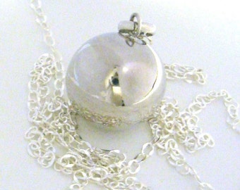 18mm plain Sterling silver pregnancy bola harmony ball musical jingle chime charm pendant w/16 - 40" chain necklace