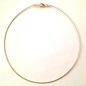 14k yellow gold filled wire Choker hoop necklace with 14 gauge , 16 gauge or 18 gauge round wire - NO RETURN on this item