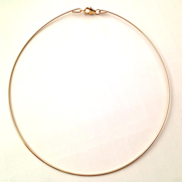 14k yellow gold filled wire Choker hoop necklace with 14 gauge , 16 gauge or 18 gauge round wire - NO RETURN on this item