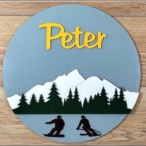 Personalized Mountain Wood Name Sign, Nursery Decor
