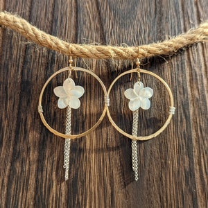 Plumeria Dreams-Two Tone Plumeria Hoops