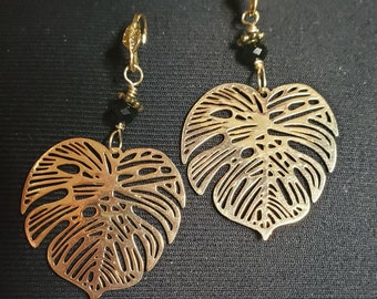 Monstera Leaf Filigree Earrings