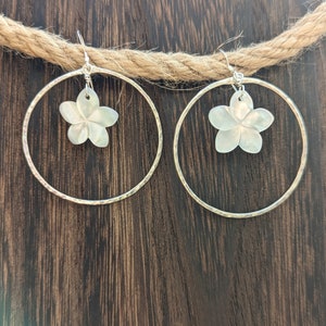 Plumeria Hoop Earrings