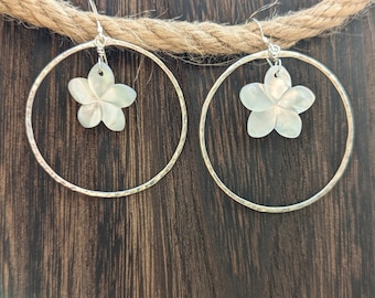 Plumeria Hoop Earrings